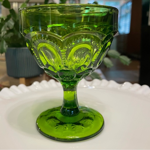 L.E. Smith Other - Green LE Smith Moon and Stars Champagne Coupe Sherbet Votive Glass Vintage L.E.
